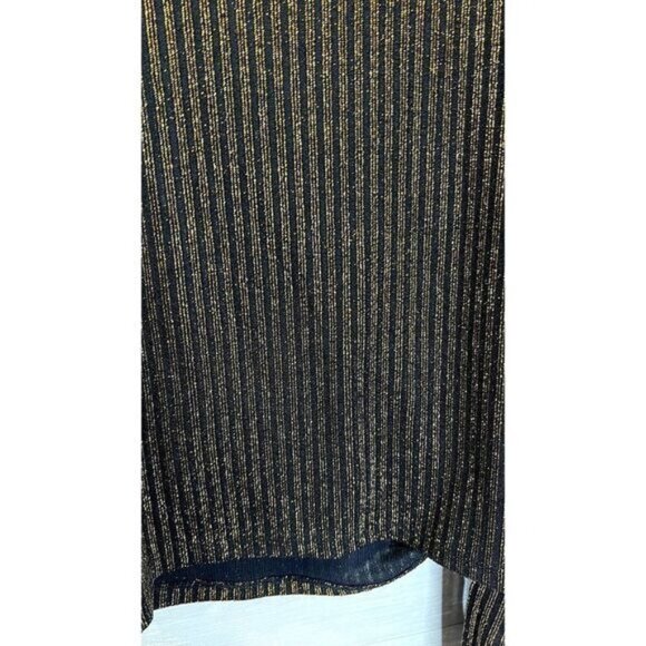 Dance and Marvel Women's Metallic Long Sleeve V Neck Tie Knot Wrap‎ Blouse - Picture 7 of 7